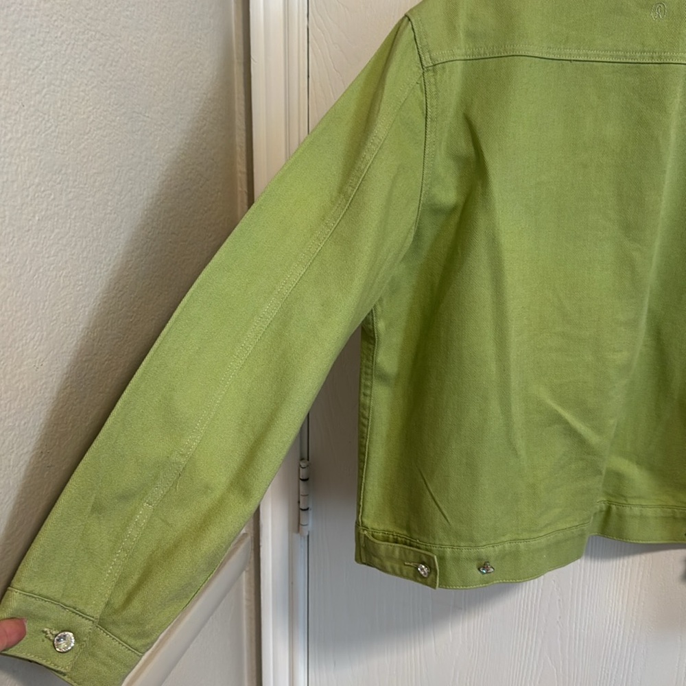 Christine Alexander Women's Large Green Denim Rhinestone Long Sleeve Button Down - Picture 9 of 15